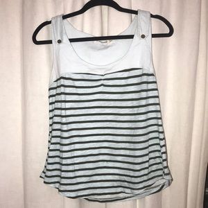 Anthropologie Stripped button sleeve detail tank